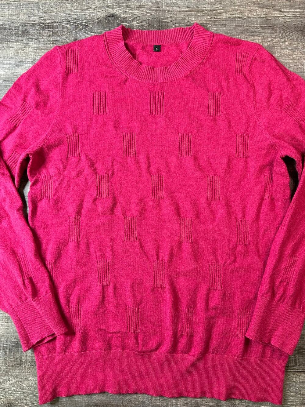 Arach & Cloz Pink Textured Knit Crewneck Pullover Sweater Size Large